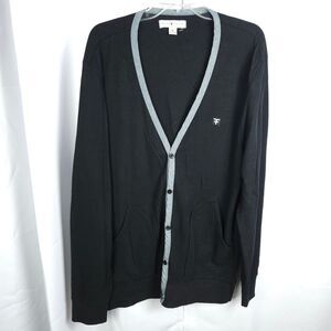 NWOT Five Four Club Mens XL Black V-Neck Long Sleeve Cotton Cardigan Sweater